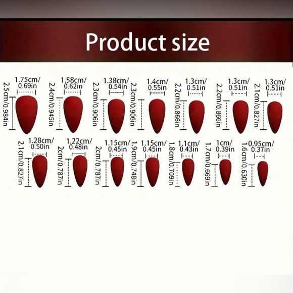 Valentine's Day Classic Red 24pcs Medium Almond Shape Press On Nails - Picture 3 of 4